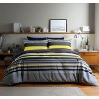Snug City Duvet Cover & Pillowcase Set Red Black Stripe Design Polycotton Bed Linen | Size: Double
