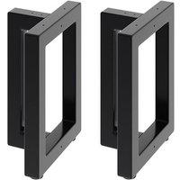 2Pcs 30x24x40cm T-Frame Metal Table Legs with Triple Support Posts & Floor Protectors in Black | Size: 30 x 24 x 40 cm