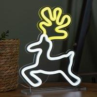 Samuel Alexander Light up Christmas Reindeer Table Top Lit Sign in White