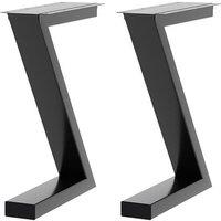 2-Pack 30x7x40cm Black Z-Shaped Metal Table Legs for DIY Furniture Projects | Size: 30 x 7 x 40 cm