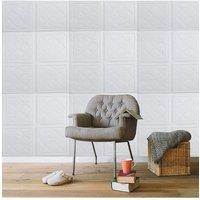 5Pcs White Self-Adhesive XPE Foam Shock-Absorbing Wall Panels with 3D Diamond Pattern