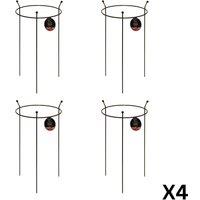 Samuel Alexander 4 Pack of Small Heavy Duty Steel Herbaceous Plant Support Ring in Black