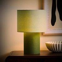 ValueLights Bobby Colour Clash Duo Fabric Table Lamp with LED Bulb in Green