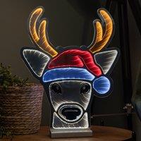 Samuel Alexander Lightup Christmas Deer Head in Santa Hat Infinity Decoration with LEDs
