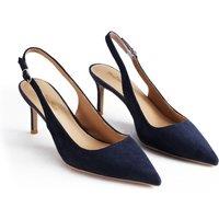 Women's Pointed Toe Pumps with Kitten Heel Slingback in Navy | Size: 5