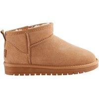 Women's Round Toe Flat Heel Low Cut Ankle Snow Boots in Brown | Size: 4
