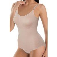 Women's Seamless Sculpting Bodysuit with Adjustable Shoulder Straps in Beige | Size: Large