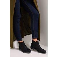 Dorothy Perkins Women's Wide Fit Megs Flat Chelsea Boots in Natural Black | Size: 4