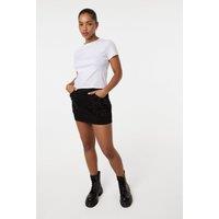 Pink Vanilla Women's Black Diamante Bow Denim Mini Skirt | Size: Large