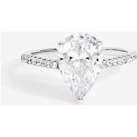Jon Richard Women's Rhodium Plated Cubic Zirconia Pear Ring in Silver | Size: Large