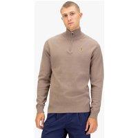 Luke 1977 Men's Pretender Quarter Zip Knitted Jumper in Light Brown | Size: XL