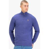 Luke 1977 Men's Pretender Quarter Zip Knitted Jumper in Purple | Size: Large