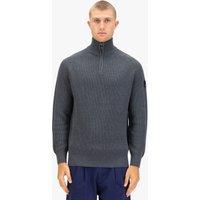 Luke 1977 Men's Watton Plated Quarter Zip Knit Jumper in Charcoal | Size: XL