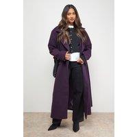 Oasis Women's Tie Belt Detail Midi Coat in Berry | Size: 12
