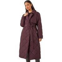 Dusk Women's Chevron Wrap Quilted Puffer Coat in Wine | Size: 16