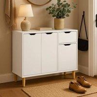 EONLION White Wooden Sideboard Storage Cabinet