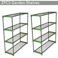 EONLION 2 x Greenhouse Storage Steel Shelves in Green