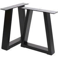 2Pcs 70x7x90cm Black Overhanging Trapezoid Metal Table Legs with & Foot Pads for Desks, Tables & DIY Furniture | Size: 70 x 7 x 90 cm