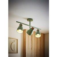 ValueLights Parker Gloss with Walnut Wood Dome Lamp Shade 3 Way Bar Ceiling Light in Pale Green