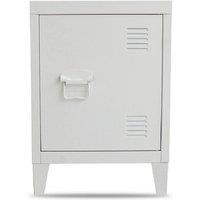 EONLION Lockable Metal Bedside Table, Storage Cabinet with Lock in White
