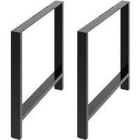2Pcs 75x7x71cm H-Frame Metal Table Legs with Top Plate & Floor Protectors for DIY Tables in Black | Size: 75 x 7 x 71 cm