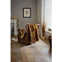 Deyongs Luxury Soft Cosy Warm Fleece Sherpa Throw Winter Leaves Rust 130x170cm in Burnt Orange | Size: 130 cm x 170 cm