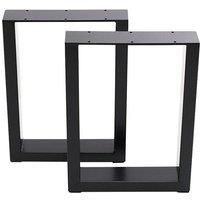 2Pcs 90x7x71cm Black Rectangular Metal Table Legs with Foot Pads | Size: 90 x 7 x 71 cm