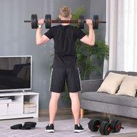 HOMCOM 25kg Adjustable 2 IN 1 Barbell Dumbbells Weight Set for Body Fitness in Black | Size: Standard