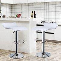 EONLION White 2 x Square Bar Stools PU Leather Swivel Stool