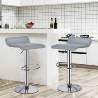 EONLION White 2 x Square Bar Stools PU Leather Swivel Stool in Grey