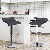 EONLION White 2 x Square Bar Stools PU Leather Swivel Stool in Black