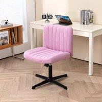 EONLION Fabric Seat Office Chair Gas Lift Adjust Height Armless in Pink