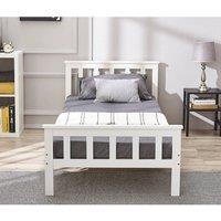 EONLION SINGLE BED PINE FRAME 3FT WHITE WOODEN SHAKER STYLE