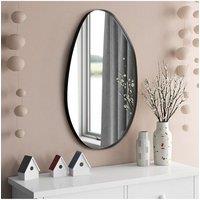 53x90cm Metal Frame Wall Mounted Bathroom Mirror with Explosion-Proof Film in Black | Size: 53x90 cm