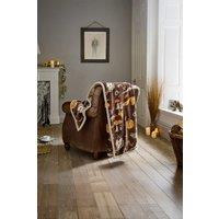 Deyongs Luxury Soft Cosy Warm Fleece Sherpa Large Throw Autumn Animals Woodland Squirrel & Hedgehog 130x170cm in Brown | Size: 130 cm x 170 cm