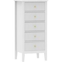 Melody Maison Tallboy 5 Drawer Bedside Table - Hales White Range in Beige