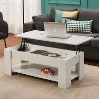 EONLION Lift-Top Coffee Table, Wooden Storage Ottoman Tea Table in White