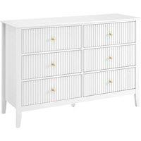 Melody Maison 6 Drawer Chest Of Drawers, Tall 5 Drawer Bedside Table, Pair Of 3 Drawer Bedside Tables & Dressing Table Set - Hales White Range