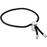 Kennett Men's Vilamoura Adjustable Rope Toggle Bracelet Rhodium Plated Stainless Steel & Nylon in Black