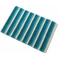 New Edge Blinds Padstow Stripe Bathmat in Grey in Turquoise