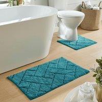 New Edge Blinds Bali Bath Mat & Pedestal Set in Natural in Turquoise