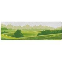 Benjamin Tate Design Countryside landscape illustration Designer Runner Rug in Natural | Size: 67 cm x 230 cm