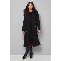 Wallis Women's Twill Trench Coat in Black | Size: 14