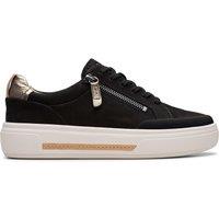Clarks Women's Hollyhock Zip Black Nubuck Trainers, Lace Up | Size: 4-Standard Fit