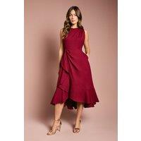 Coast Women's Waterfall Crepe Midi Dress in Burgundy | Size: 10