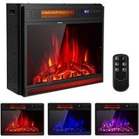 Costway 25 Electric Fireplace Insert 1800W Recessed Electric Heater W/ 3 Colors Light in Black