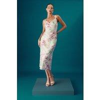 Coast Women's Muse Floral Embellished V Neck Strappy Midi Dress in Nude | Size: 10