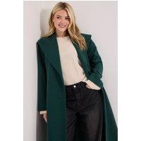 Dorothy Perkins Women's Shawl Belted Coat in Dark Green | Size: 14