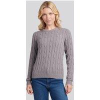 U.S. POLO ASSN. Women's Women's Cable Knit Crew Neck Jumper in Light Grey | Size: Medium