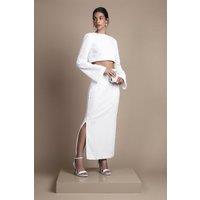 Coast Women's Velvet Sequin Column Midi Skirt in Ivory | Size: 12